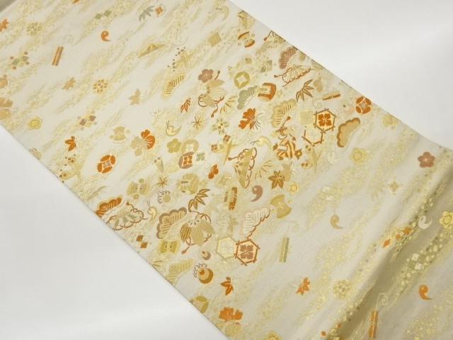 波に宝尽くし模様織出し袋帯